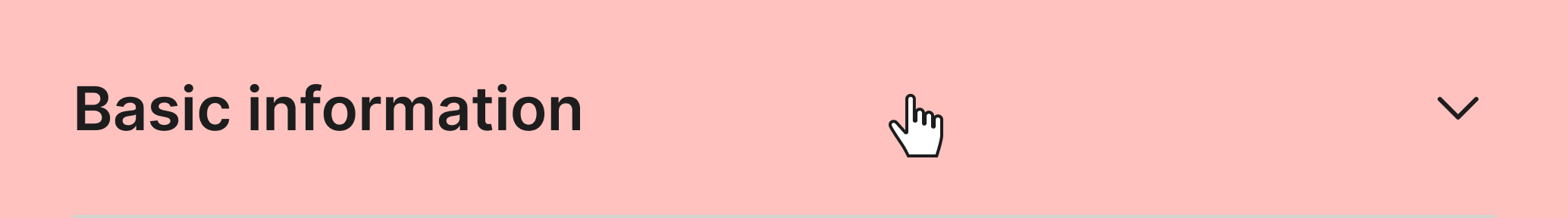 Accordion row with the cursor positioned over the title, showing the whole row is clickable