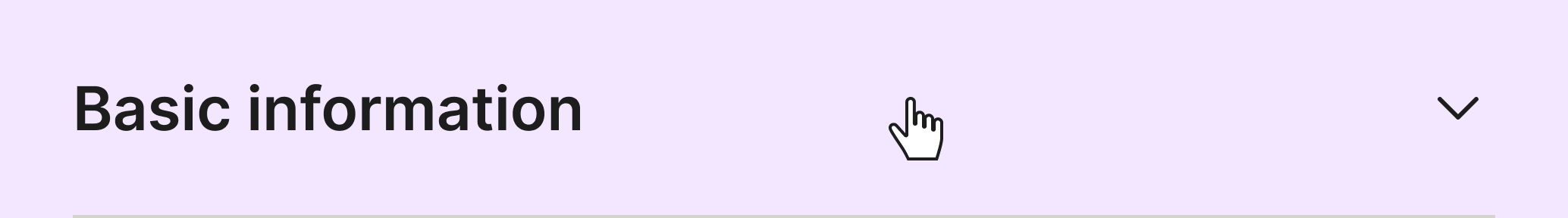 Accordion row showing the surface/hover background while the cursor hovers over it
