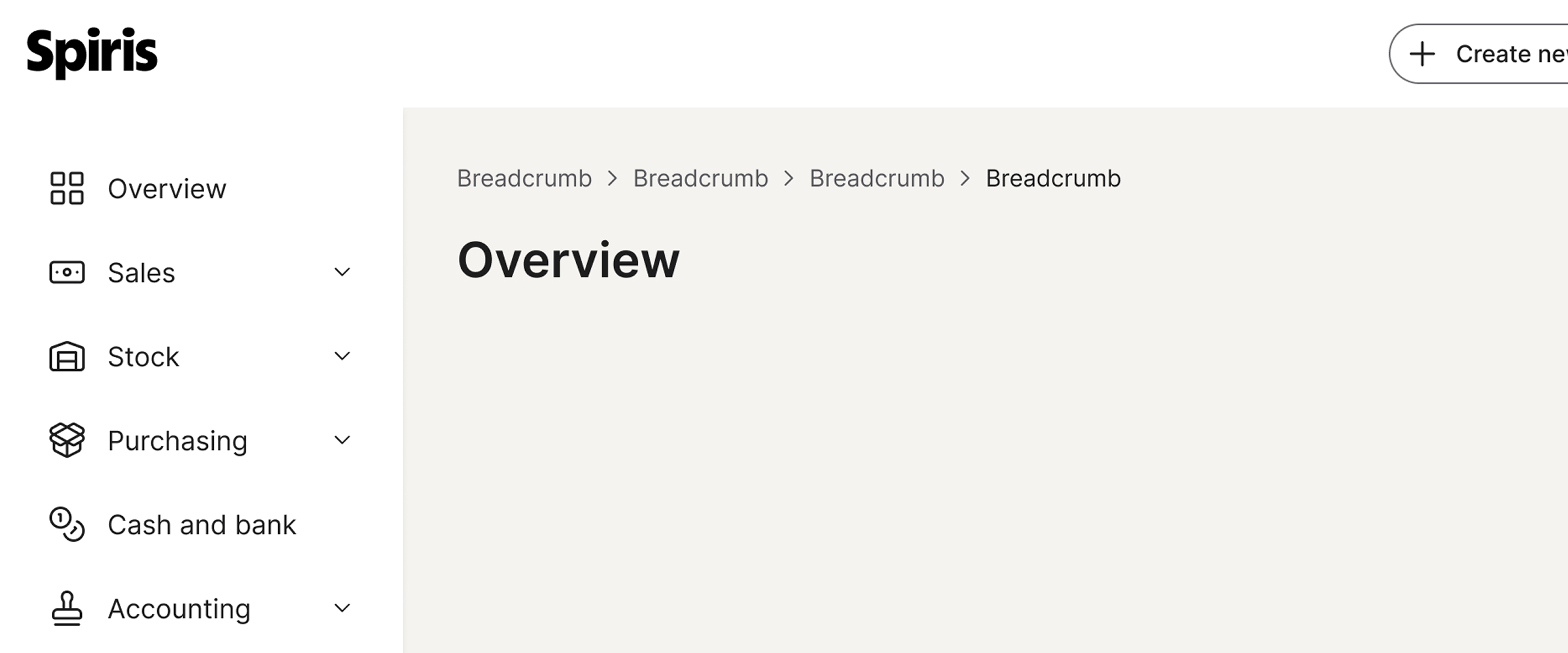Breadcrumb placed at the top of a page header, above the page title
