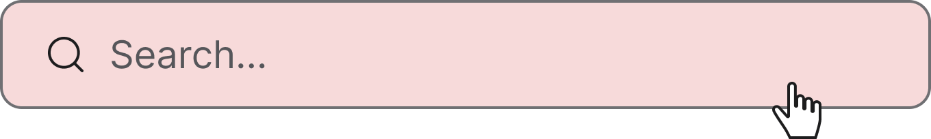 Search field with the full container highlighted as the clickable area