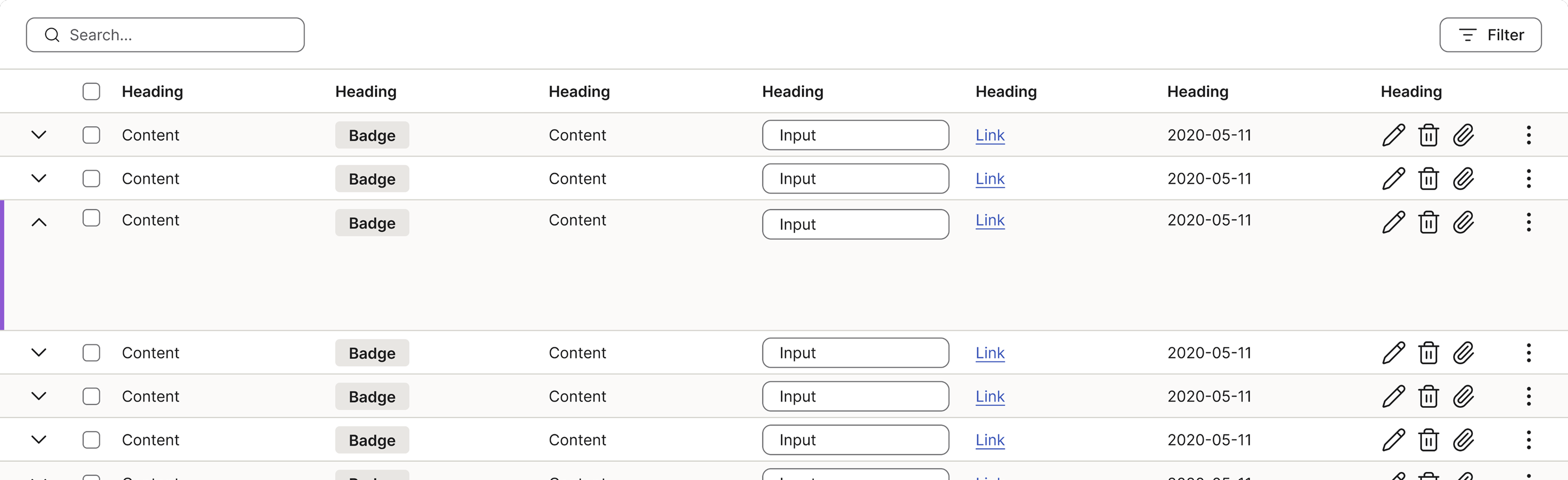 An expanded table row showing the white or neutral background depending on the original row background