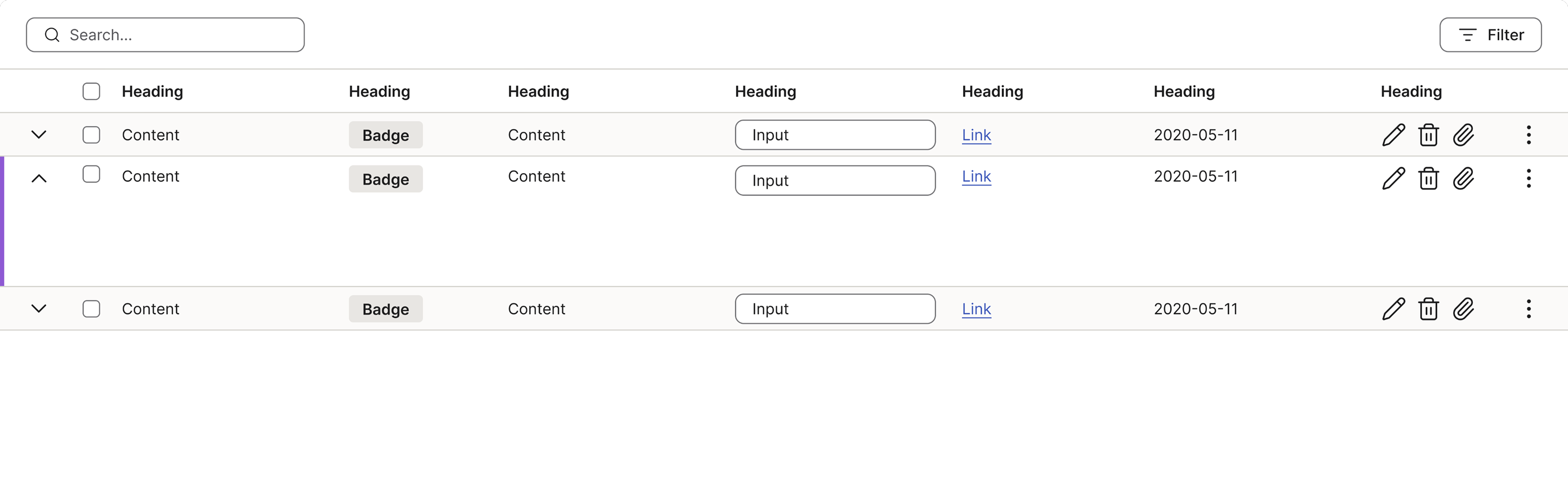 A truncated version of the standard table component