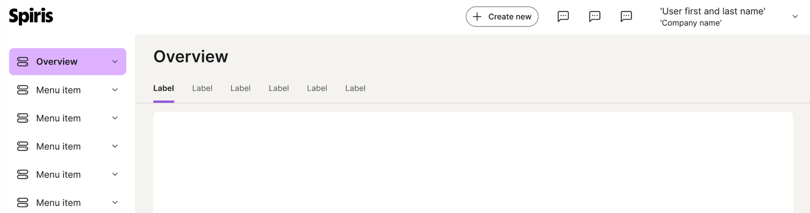 Tabs placement directly below the page header